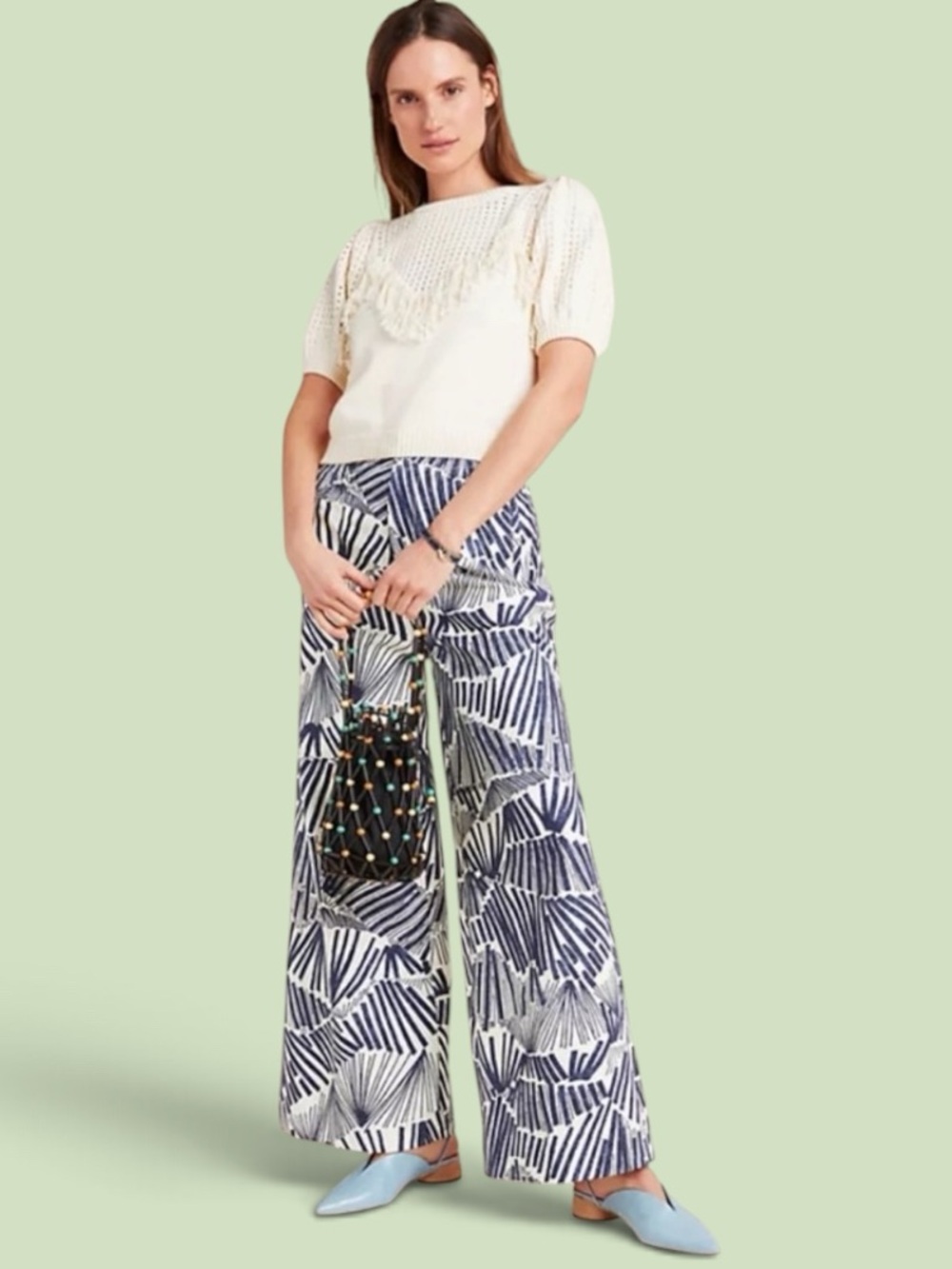Anthropologie Cotton Kirstie Wide-Leg Pants Size 8. A-2